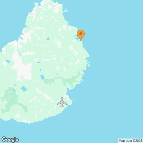 Map of Constance Belle Mare Plage and the nearest airport