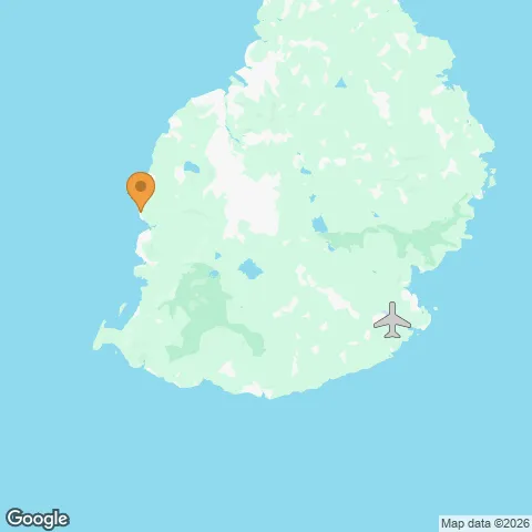 Map of Hilton Mauritius Resort & Spa and the nearest airport