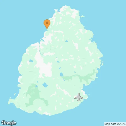 Map of Le Jadis Beach Resort & Wellness Mauritius and the nearest airport