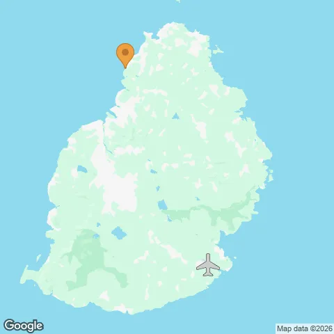Map of Le Meridien Ile Maurice and the nearest airport