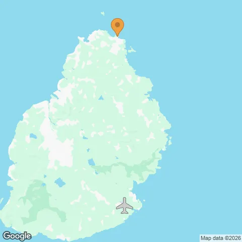 Map of LUX* Grand Gaube and the nearest airport