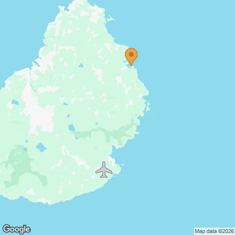 Map of One&Only Le Saint Géran and the nearest airport