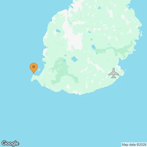 Map of Paradis Beachcomber Golf Resort & Spa and the nearest airport