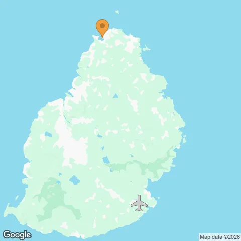 Map of Veranda Grand Baie and the nearest airport