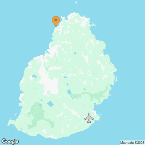 Map of Veranda Pointe aux Biches and the nearest airport