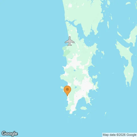Map of Phuket Emerald Beach Resort and the nearest airport